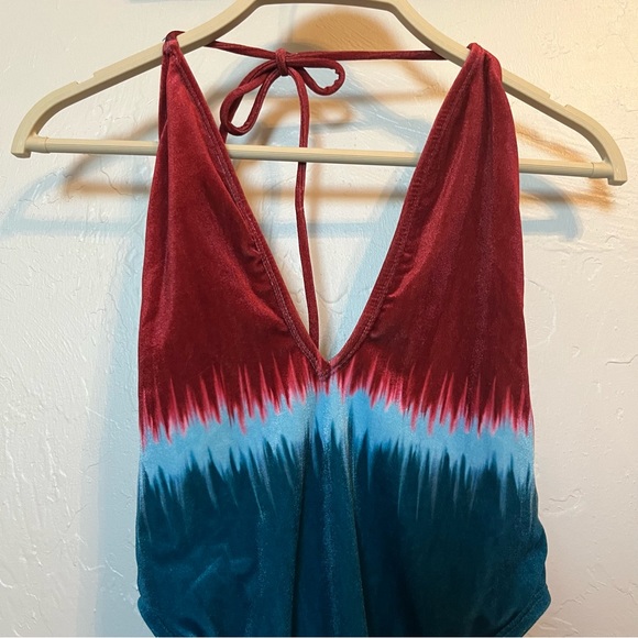 NWT The Bikini Lab Dip Dye Plunge Neck One-Piece Swimsuit in Teal Size S - Picture 5 of 10